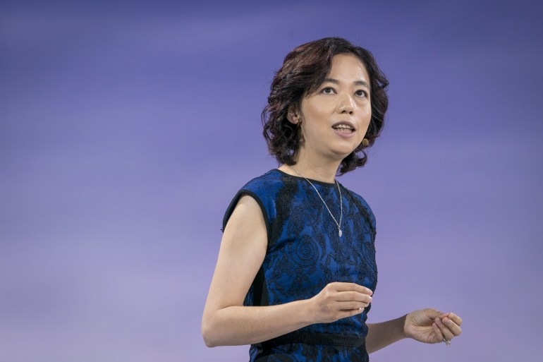 Fei-Fei Li, chief scientist of Google Cloud artificial intelligence (AI) and machine learning (ML) at Google Inc., speaks during the company's Cloud Next '18 event in San Francisco, California, U.S., on Tuesday, July 24, 2018. The Cloud Next conference brings together industry experts to discuss the future of cloud computing. Photographer: David Paul Morris/Bloomberg via Getty Images