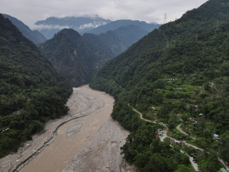 A drone view of Teesta river at Sangkalang, Sikkim, India, October 9, 2023. REUTERS/Francis Mascarenhas