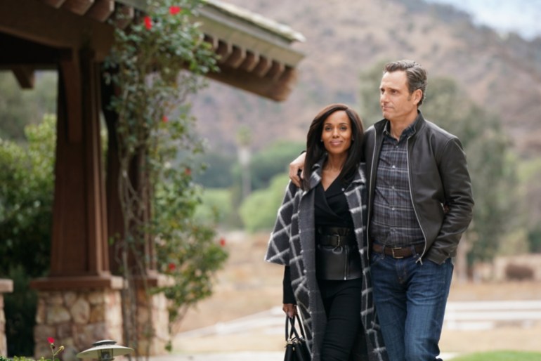 SCANDAL - "The People v. Olivia Pope" - When Olivia agrees to join Fitz in Vermont for what she thinks will be a relaxing getaway, she is shocked to find that her closest friends have orchestrated a relentless intervention. Back in Washington, Cyrus finally reveals his suspicions to Mellie about Olivia and Jake's extracurricular activities, on "Scandal," airing THURSDAY, FEB. 1 (9:00-10:00 p.m. EST), on The ABC Television Network. (Mitch Haaseth/ABC via Getty Images) KERRY WASHINGTON, TONY GOLDWYN