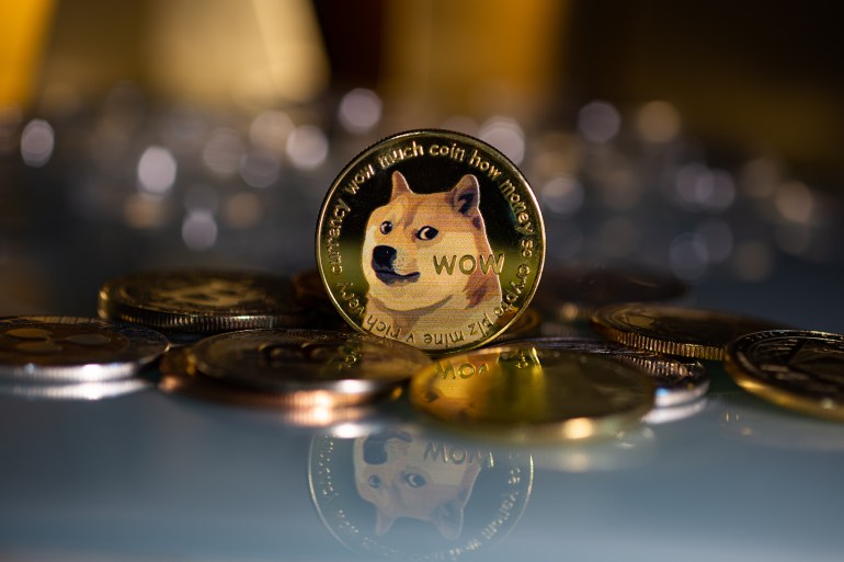 Dogecoin DOGE cryptocurrency means of payment in the financial sector; Shutterstock ID 1992038288; purchase_order: AJA; job: ; client: ; other: