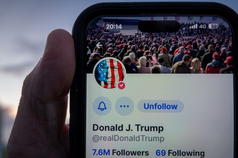 PENZANCE, UNITED KINGDOM - AUGUST 15: In this photo illustration a smartphone screen displays a image of Donald Trump's profile page on the Truth Social app on August 15 2024 in Cornwall, England. Former US President and Republican candidate Donald Trump’s social media business became publicly listed earlier this year however the value of the stock has fallen dramatically in recent weeks with Trump Media loosing as much as 70% of its value since late March, which has accelerated as Vice President Kamala Harris, the Democratic nominee, has gained in the polls against Trump. (Photo by Matt Cardy/Getty Images)