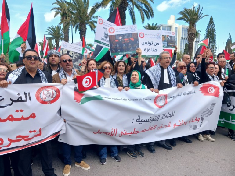 جانب من المظاهرة الداعمة للشعب الفلسطيني