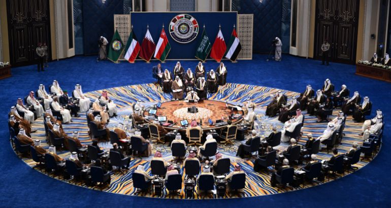 A handout picture released by the press office of the Emir of Kuwait Diwan shows a general view of the 45th Gulf Cooperation Council meeting in Kuwait City of December 1, 2024. (Photo by EMIR OF KUWAIT DIWAN / AFP) / == RESTRICTED TO EDITORIAL USE - MANDATORY CREDIT "AFP PHOTO / HO / EMIR OF KUWAIT DIWAN" - NO MARKETING NO ADVERTISING CAMPAIGNS - DISTRIBUTED AS A SERVICE TO CLIENTS ==
