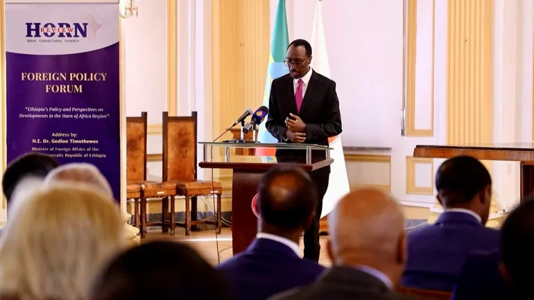 وزير الخارجية الإثيوبي جيديون تيموثاوس طرح وجهة نظر بلاده في العديد من القضايا