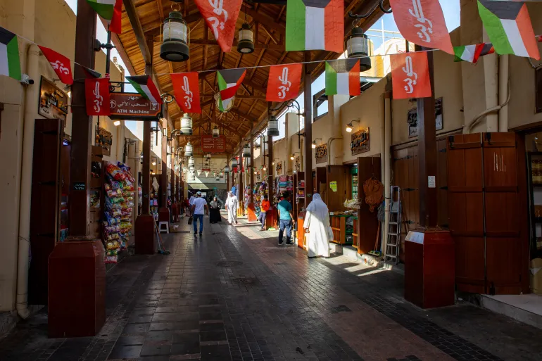 KUWAIT CITY, KUWAIT - OCTOBER 29, 2023: Alley in the Souq (market) Al Mubarakiya in Kuwait City, Kuwait. Middle East.