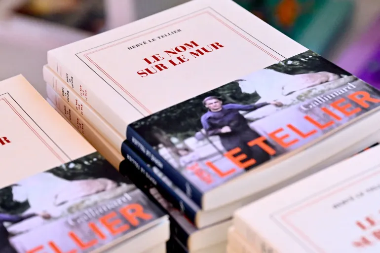 Herve Le Tellier, writer and Prix Goncourt 2020 winner, will be talking about his book "Le nom sur le mur" published by Gallimard, at the Kleber Salle Blanche bookshop, on May 15, 2024, Strasbourg, Northeastern France.