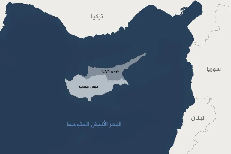 خريطة قبرص التركية و قبرص اليونانية
