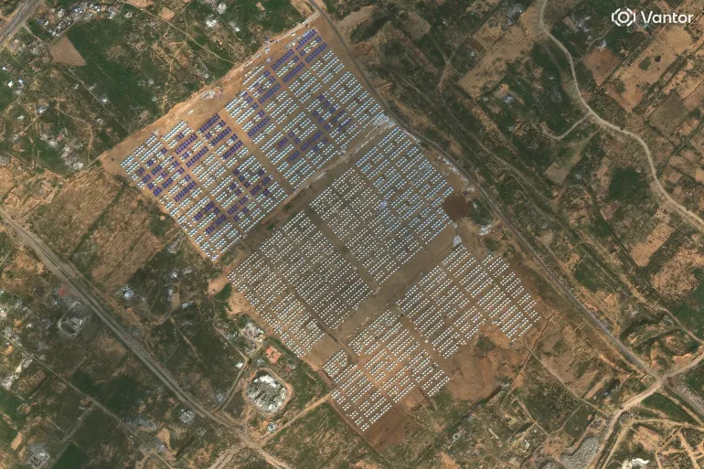 واحد من مخيمات النازحين في مدينة الزهراء وقرب "محور نتساريم" جنوب غزة (المصدر: فانتور)