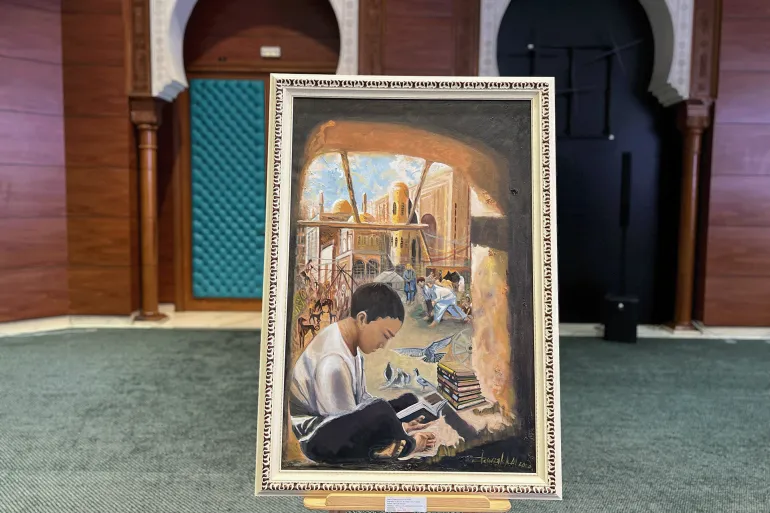 لوحة تجسد طفولة البو نصر الفارابي في مدينة فاراب