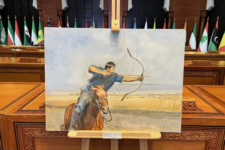 لوحة تجسد الحياة الاجتماعية والثقافية في كازاخستان في تلك الفترة