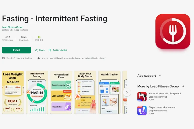 **داخلية** تطبيق Zero & BodyFast @جوجل بلاي