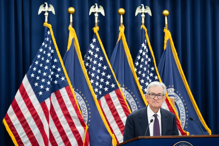 TOPSHOT - US Federal Reserve Chair Jerome Powell speaks during a press conference at the Federal Reserve Board Building in Washington, DC, on January 28, 2026.