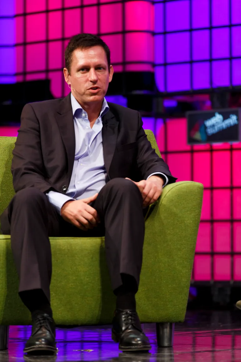 DUBLIN, IRELAND - NOVEMBER 06: Peter Thiel, Founders Fund in conversation with Caroline Daniel from the Financial Times on the Web Summit Centre Stage at the 2014 Web Summit on November 6, 2014 in Dublin, Ireland. (Photo by Tristan Fewings/Getty Images)