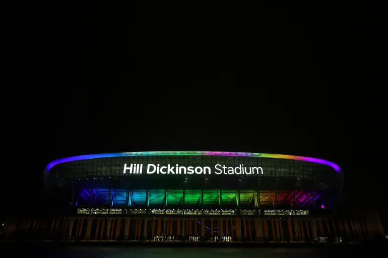 LIVERPOOL, ENGLAND - JANUARY 26: General view outside the stadium prior to the Premier League match between Everton and Leeds United at Hill Dickinson Stadium on January 26, 2026 in Liverpool, England. (Photo by Jan Kruger/Getty Images)
