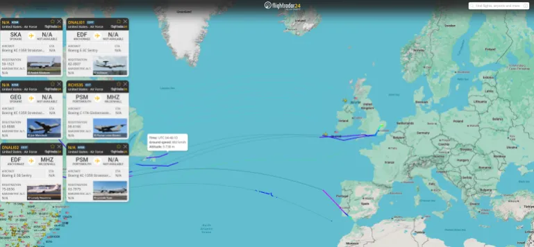 تحركات جوية أميركية متسارعة في خرائط التتبع المفتوحة