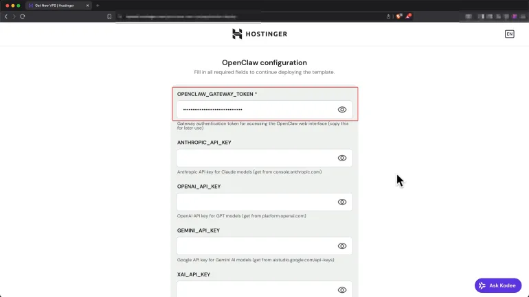 لطقة شاشة لخطوات تثبيت "أوبن كلو" بشكل سهل في "هوستنغر"