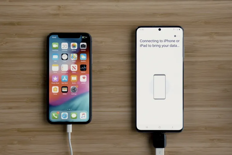 screen shoot from Smart Switch: Transfer from iPhone to Galaxy with a USB cable | Samsung US youtube - Samsung Care