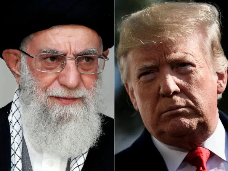 (COMBO) This combination of pictures created on February 28, 2026 shows Iran's supreme leader Ayatollah Ali Khamenei on March 20, 2014 (L) and US President Donald Trump at the White House November 29, 2018 in Washington, DC.