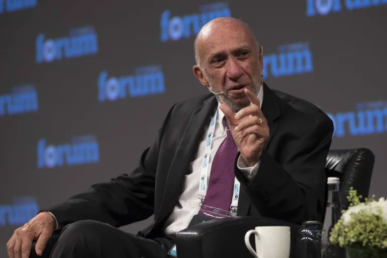 ISTANBUL, TURKEY - OCTOBER 19 : Professor Richard Anderson Falk, Emeritus of International Law at Princeton University, makes a speech during the "Humanitarian Aid" panel within TRT World Forum in Istanbul, Turkey on October 19, 2017. (Photo by Emrah Yorulmaz/Anadolu Agency/Getty Images)