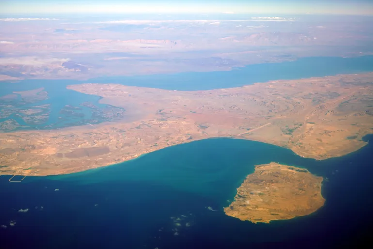Aerial view of Qeshm, an Iranian island in the Strait of Hormuz.