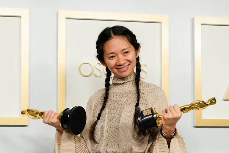 Director/Producer Chloe Zhao, winner of the award for best picture for "Nomadland", poses at the press room of the Oscars, in the 93rd Academy Awards in Los Angeles, California, U.S., April 25, 2021. Chris Pizzello/Pool via REUTERS
