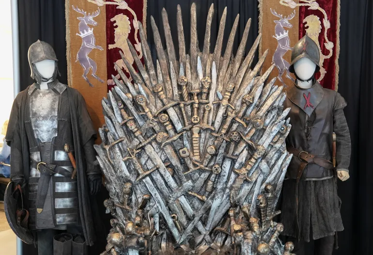 A replica of the Iron Throne from Game of Thrones is pictured at Heritage Auctions in New York City, U.S., September 20, 2024. REUTERS/Aleksandra Michalska