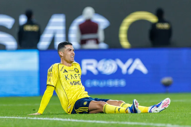 RIYADH, SAUDI ARABIA - JANUARY 26: Cristiano Ronaldo of team Al-Nassr FC during the Saudi Pro League game between Al Nassr and Al Taawoun at Al Awwal Park on January 26, 2026 in Riyadh, Saudi Arabia. (Photo by Abdullah Ahmed/Getty Images)