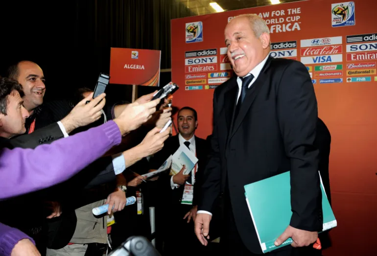 CAPE TOWN, SOUTH AFRICA - DECEMBER 04: Algerian coach Rabah Saadane speaks after the Final Draw for the FIFA World Cup 2010 December 4, 2009 at the International Convention Centre in Cape Town, South Africa. (Photo by Laurence Griffiths/Getty Images)