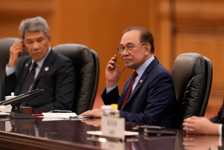 BEIJING, CHINA - SEPTEMBER 2: Malaysian Prime Minister Anwar Ibrahim is seen during a meeting with Chinese President Xi Jinping(not pictured) at The Great Hall of the People on September 2, 2025 in Beijing, China. At the invitation of Chinese President Xi Jinping, 26 foreign heads of state and government will attend a military parade commemorating the 80th anniversary of the end of World War II and Japan's surrender. (Photo by Parker Song - Pool / Getty Images)