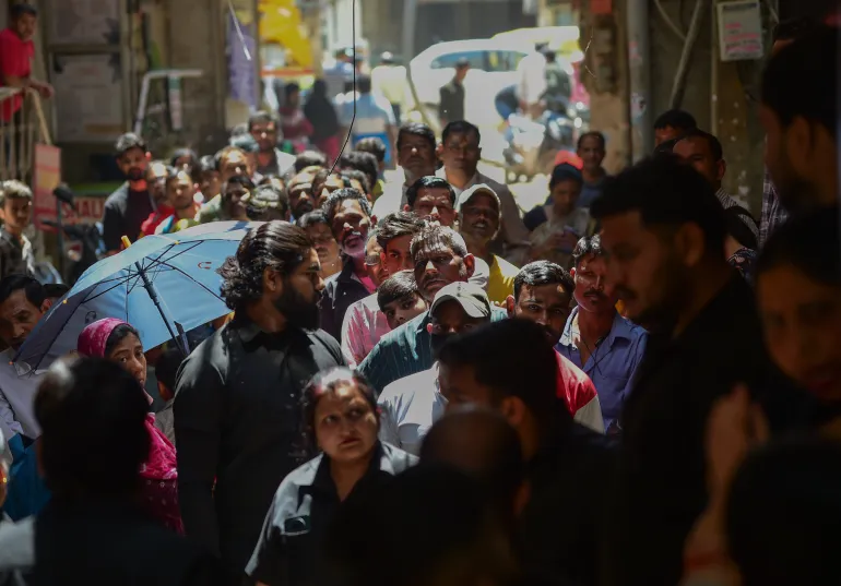 NEW DELHI, INDIA - APRIL 13: People stand in a queue for the registration to get LPG (Liquified Petroleum Gas) cylinderon April 13, 2026 in New Delhi, India. (Photo by Ritesh Shukla/Getty Images)