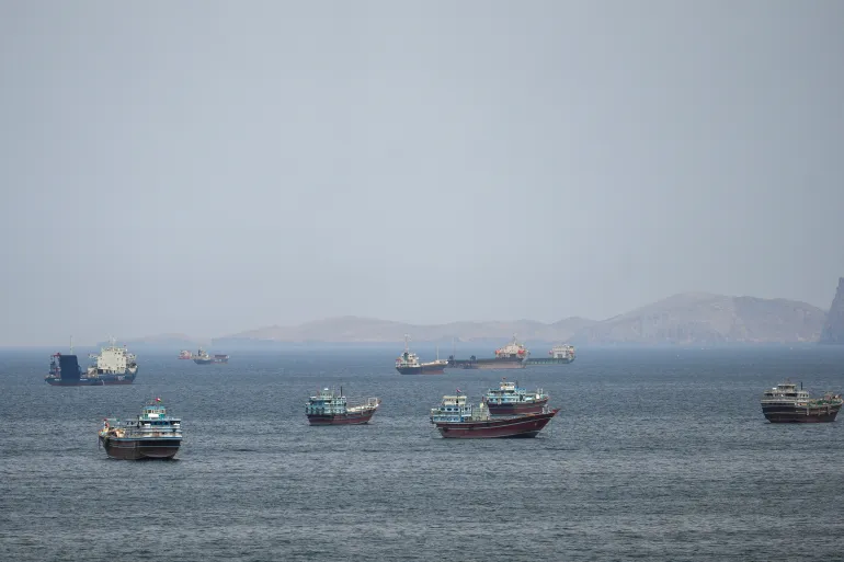 Ships and boats in the Strait of Hormuz, Musandam, Oman, April 22, 2026. REUTERS/Stringer