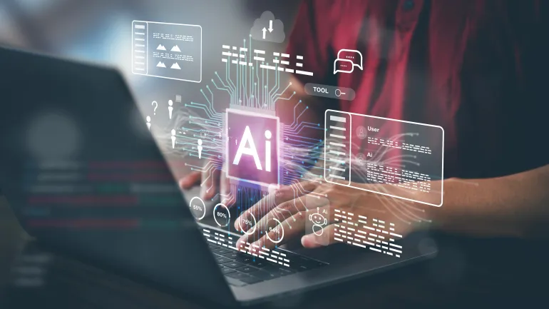 AI artificial intelligence Innovation changes the world With the most advanced technology Be creative and change. Create something with command with new changes with future technology