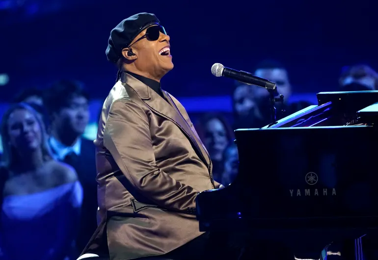 Stevie Wonder performs a medley in tribute to Icon award winner Lionel Richie at the American Music Awards on Sunday, Nov. 20, 2022, at the Microsoft Theater in Los Angeles. (AP Photo/Chris Pizzello)