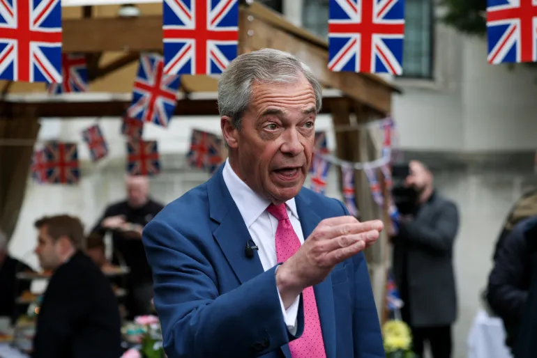 Britain's Reform UK leader Nigel Farage speaks on the day Britain's Reform UK party holds press conference, in London, Britain, April 2, 2026. REUTERS/Hannah McKay