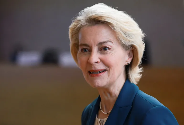 European Commission President Ursula von der Leyen arrives for a meeting of the College of European Commissioners in Brussels, Belgium, May 6, 2026. REUTERS/Yves Herman