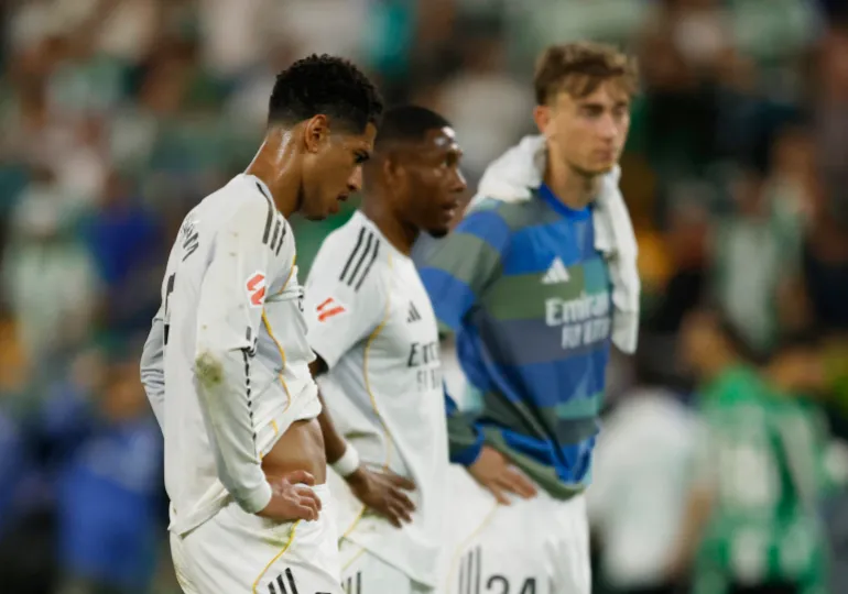 Soccer Football - LaLiga - Real Betis v Real Madrid - Estadio de La Cartuja, Seville, Spain - April 24, 2026 Real Madrid's Jude Bellingham looks dejected after the match REUTERS/Marcelo Del Pozo