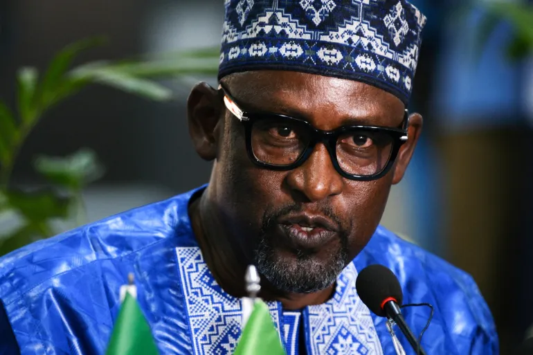 FILE PHOTO: Mali's Foreign Minister Abdoulaye Diop addresses the press during the BAMEX'25 Defense Expo, in Bamako, Mali, November 12, 2025. REUTERS/Francis Kokoroko/File Photo