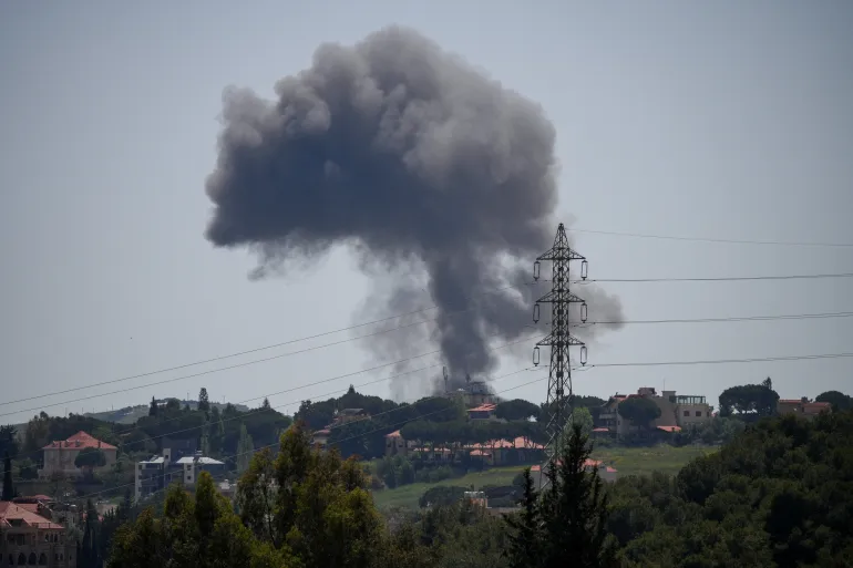 Smoke rises following an Israeli strike in Kfar Tebnit, Lebanon, May 11, 2026. REUTERS/Stringer