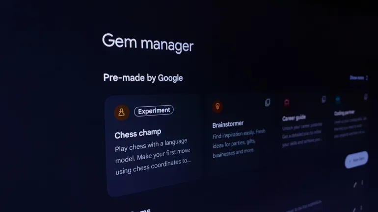 Bangalore, India - May, 04, 2025: Close up image of "Gems Manager" a Feature with in Google Gemini Site that allows user to build Custom AI agents or "gems" tailored for Specific Tasks and workflows. 