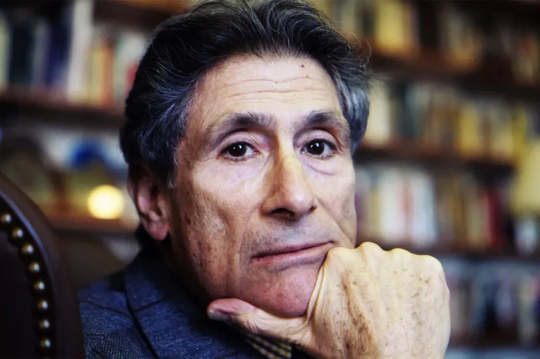 Edward Said, pictured in 2003, in his office at Columbia University, New York City © Getty