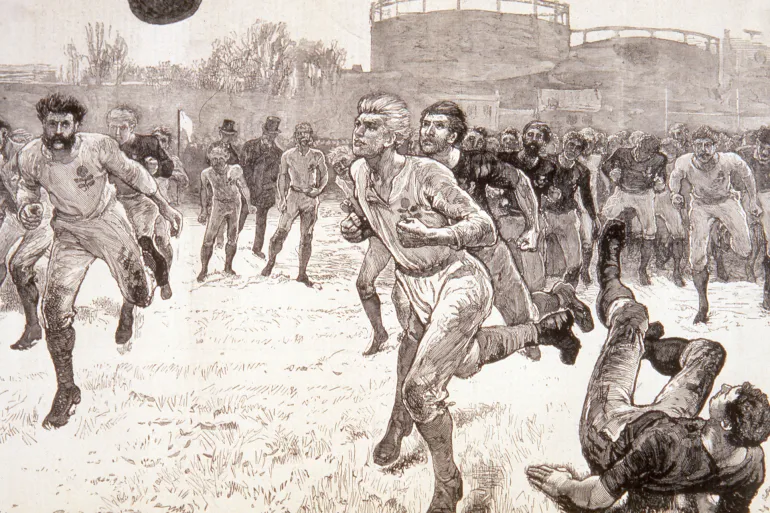 Match de football au stade The Oval de Kennington, à Londres, en 1872, Royaume-Uni. (Photo by API/Gamma-Rapho via Getty Images)
