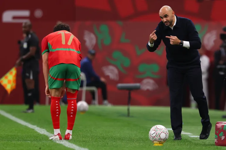 Morocco's head coach Walid Regragui gestures during the Africa Cup of Nations (CAN) semi-final football match between Nigeria and Morocco at the Prince Moulay Abdellah stadium in Rabat on January 14, 2026.