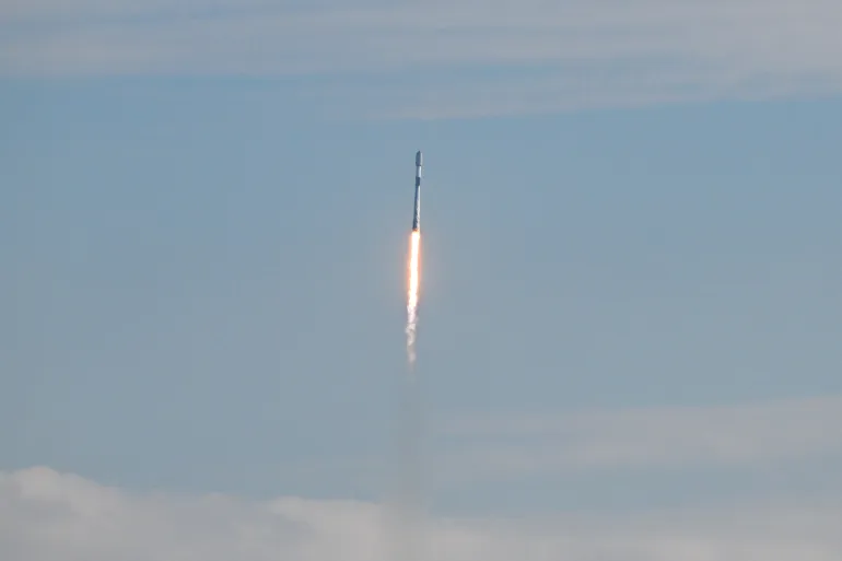 TOPSHOT - A SpaceX Falcon 9 rocket carrying the Starlink 10-54 mission lifts off from Space Launch Complex 40 at Cape Canaveral Space Force Station in Cape Canaveral, Florida, on June 12, 2026.
