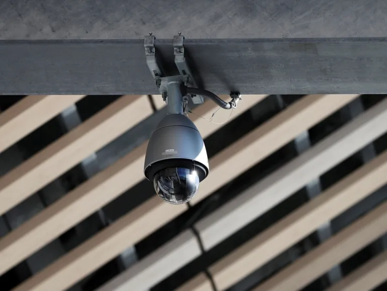 A surveillance camera is seen at the New National Stadium, the main stadium of Tokyo 2020 Olympics and Paralympics, after the construction completion ceremony in Tokyo, Japan December 15, 2019. REUTERS/Issei Kato