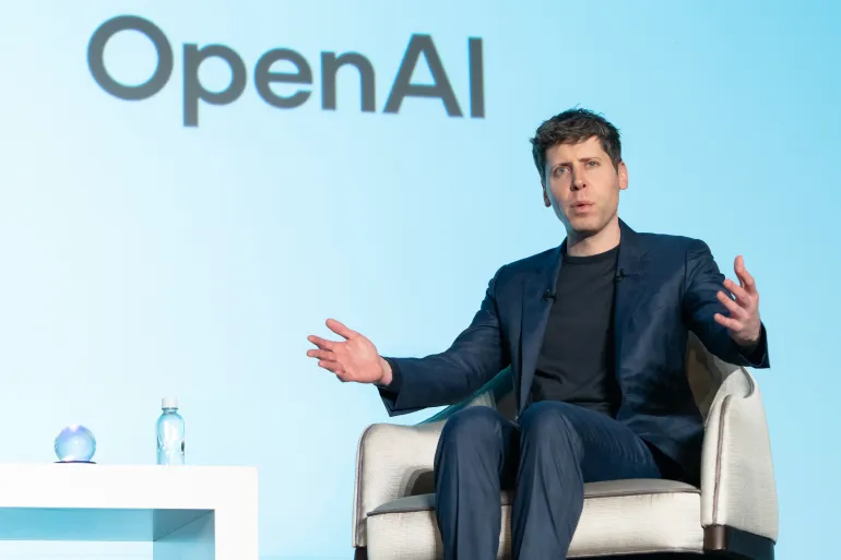 TOKYO, JAPAN - FEBRUARY 3: Open AI CEO Sam Altman speaks during a talk session with SoftBank Group CEO Masayoshi Son at an event titled "Transforming Business through AI" in Tokyo, Japan, on February 03, 2025. SoftBank and OpenAI announced that they have agreed a partnership to set up a joint venture for artificial intelligence services in Japan today. (Photo by Tomohiro Ohsumi/Getty Images)
