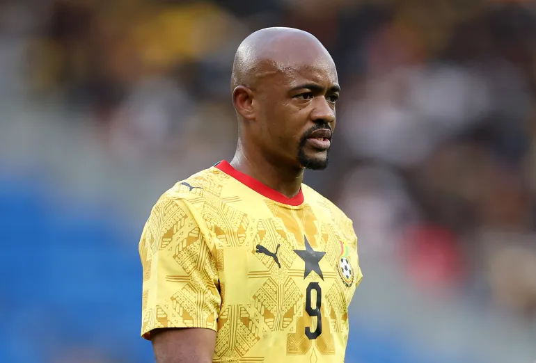 CARDIFF, WALES - JUNE 02: Jordan Ayew of Ghana looks on during the International Friendly match between Wales and Ghana at the Cardiff City Stadium on June 02, 2026 in Cardiff, Wales. (Photo by Ryan Hiscott/Getty Images)