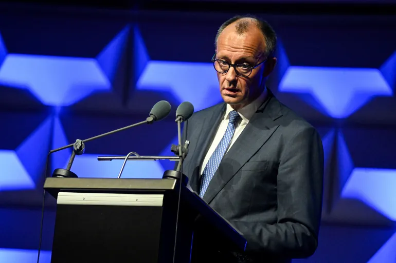 German Chancellor Friedrich Merz speaks at an event marking the 75th anniversary of Germany's federal criminal police BKA in Wiesbaden, Germany, March 12, 2026. REUTERS/Jana Rodenbusch