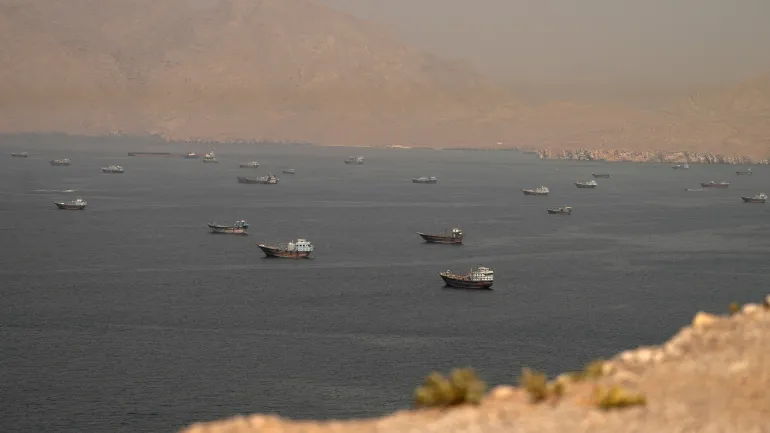 FILE PHOTO: FILE PHOTO: Vessels at the Strait of Hormuz, as seen from Musandam, Oman, June 18, 2026. REUTERS/Stringer/File Photo/File Photo